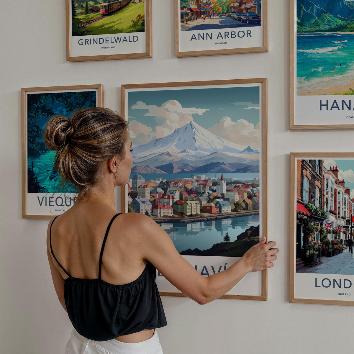 Reykjavik Poster - Iceland Wall Art With Scenic City Views & Mountain