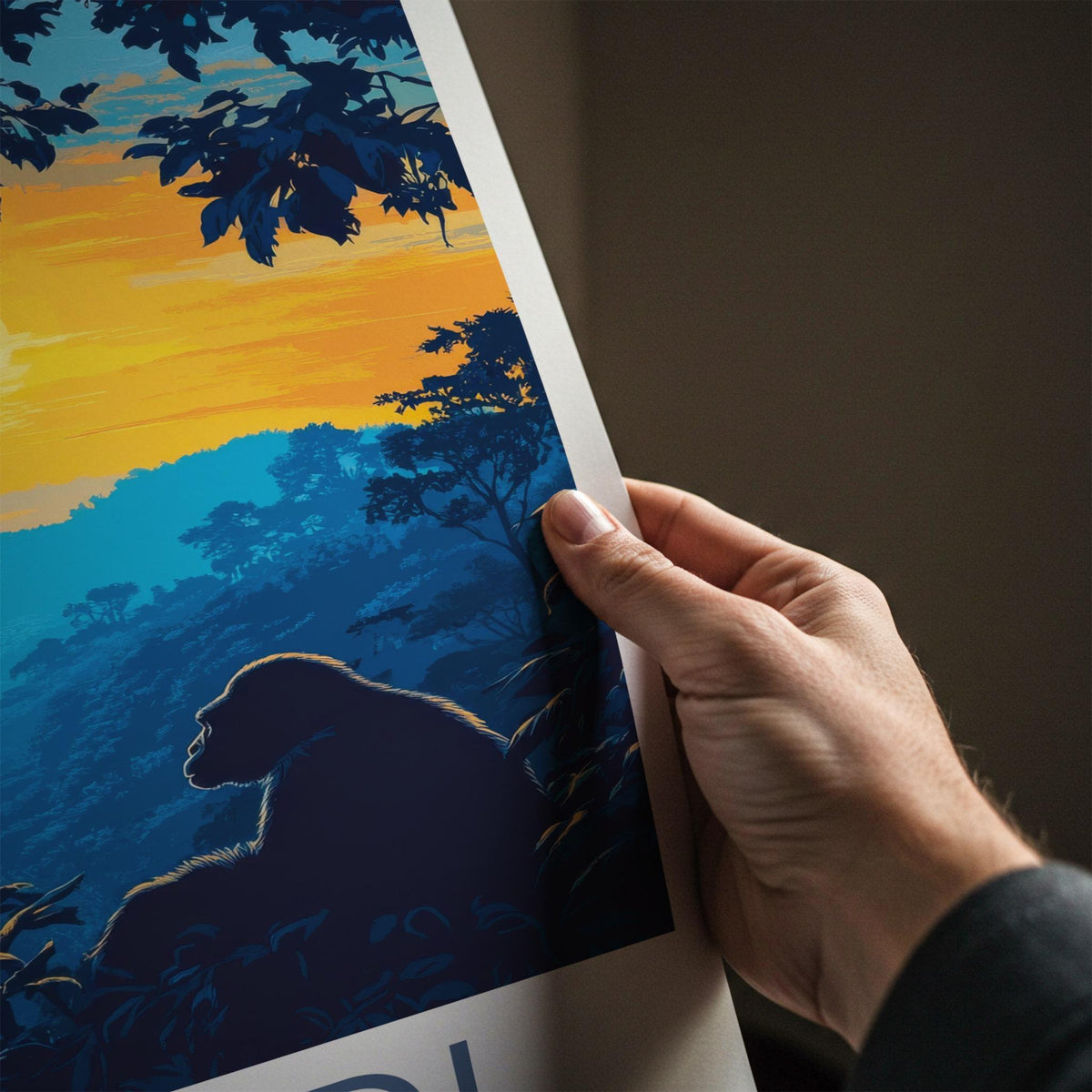 Bwindi National Park Poster - Mountain Gorilla & African Wildlife Art