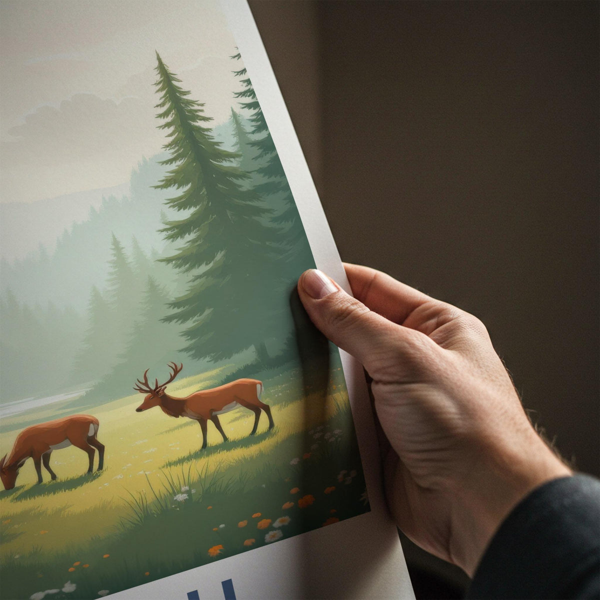 Sochi National Park Poster - Scenic Nature Decor With Deer & Forest