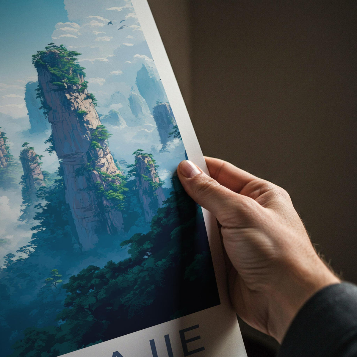 Zhangjiajie Poster - Misty Mountain Wall Art With Sandstone Pillars