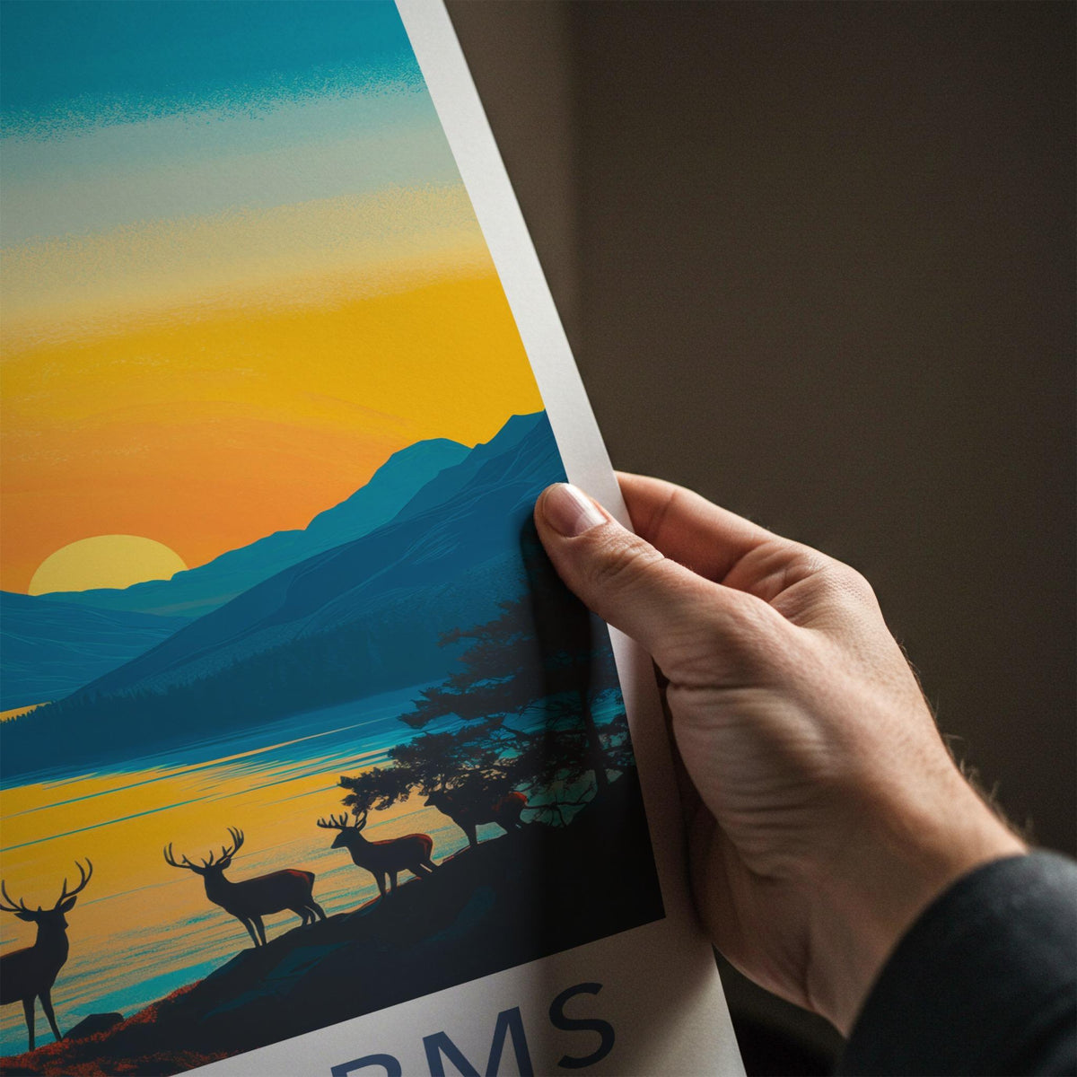 Cairngorms National Park Poster - Scenic Mountain View & Wildlife