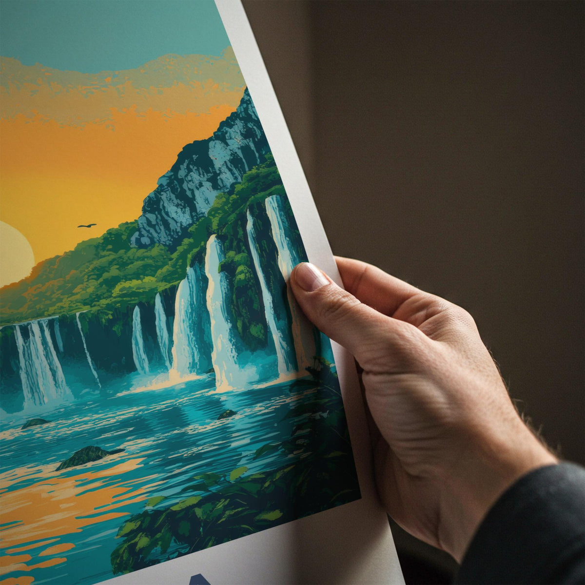 Nyika National Park Poster - African Wall Art With Waterfall Sunset