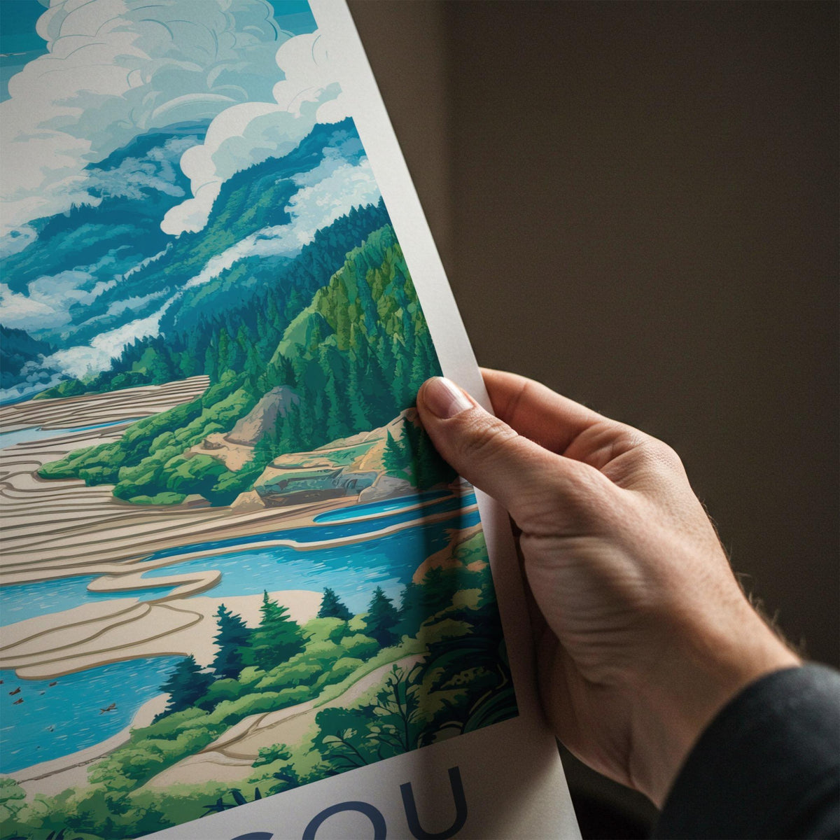 Jiuzhaigou National Park Poster - Turquoise Lake Print & Tibetan