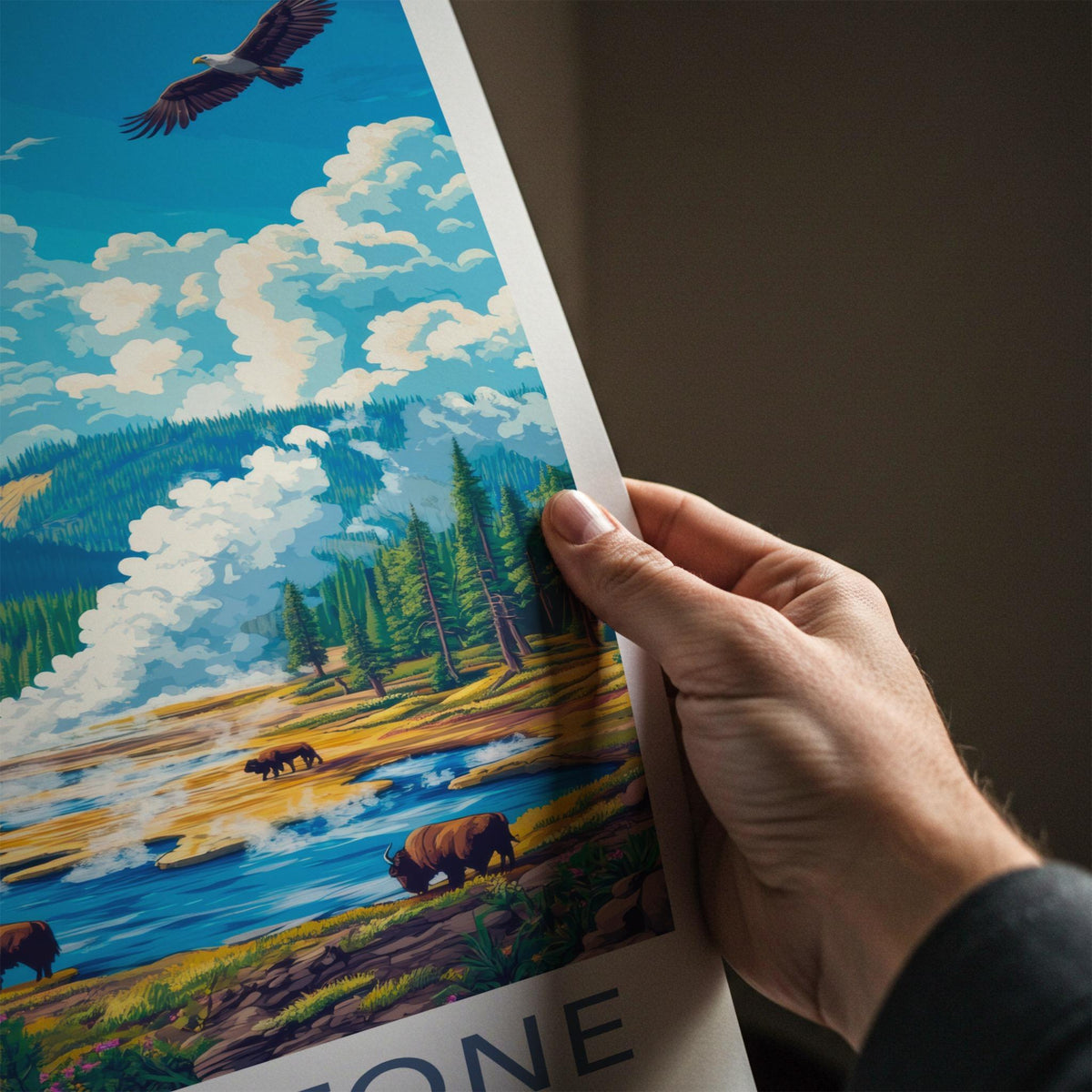 Yellowstone National Park Poster - Scenic Wall Art with Bison