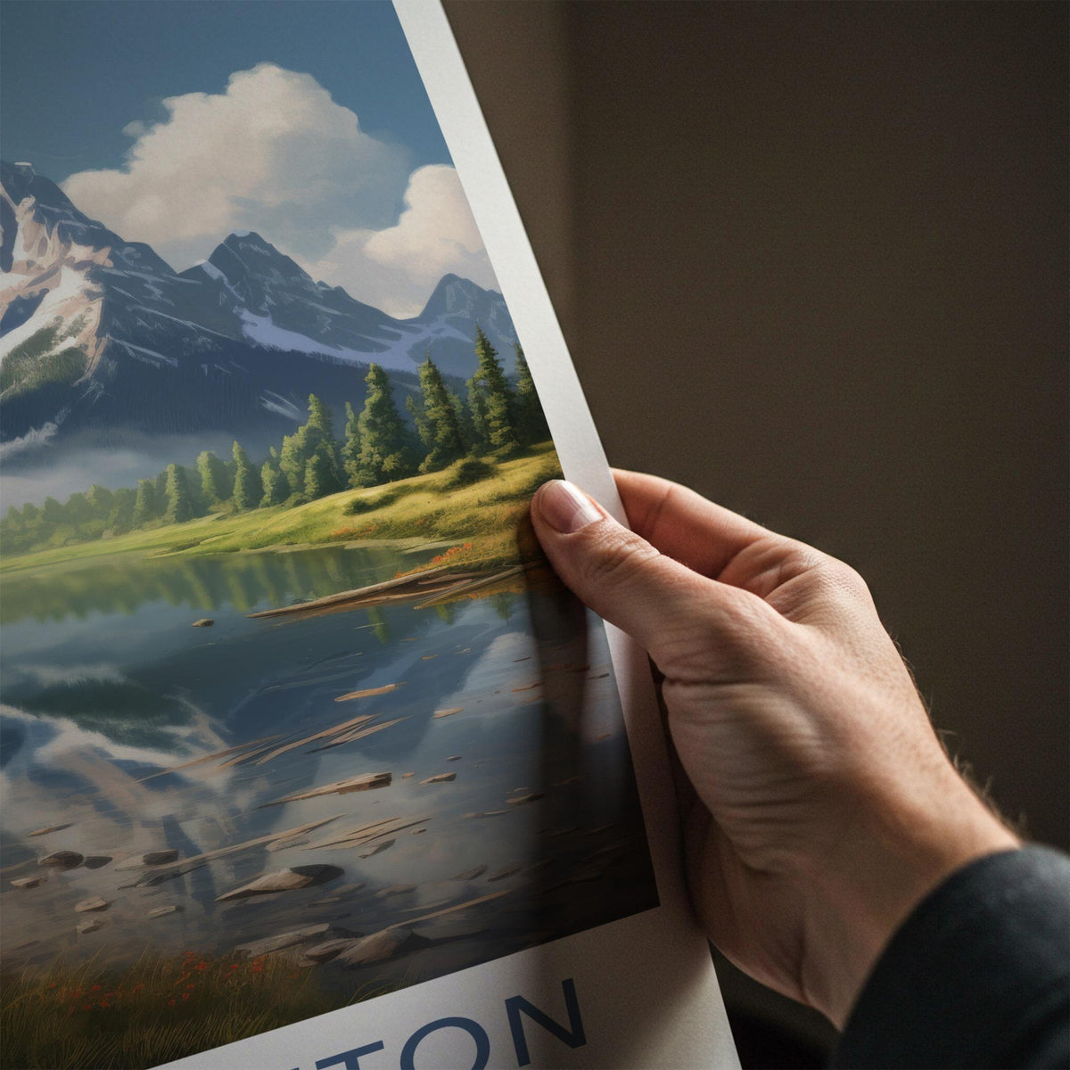 Wyoming Poster - Scenic Mountain Wall Art With Serene Lake Landscape