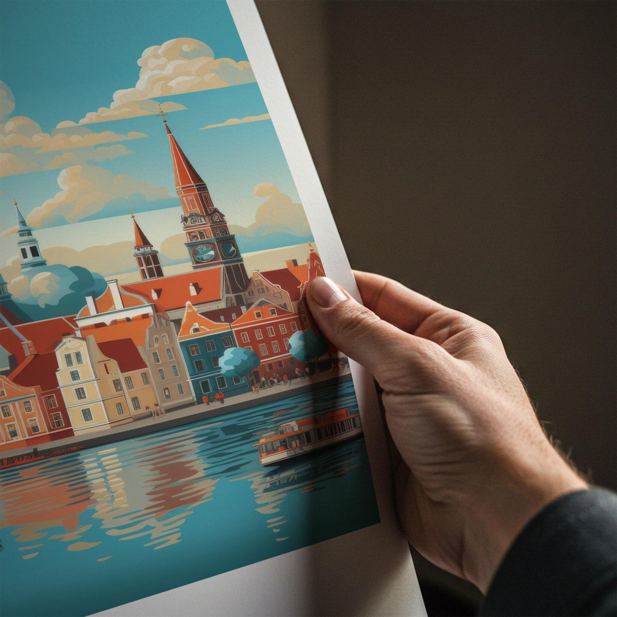 Riga Poster - Latvia Wall Art Featuring Cityscape And Gothic Church