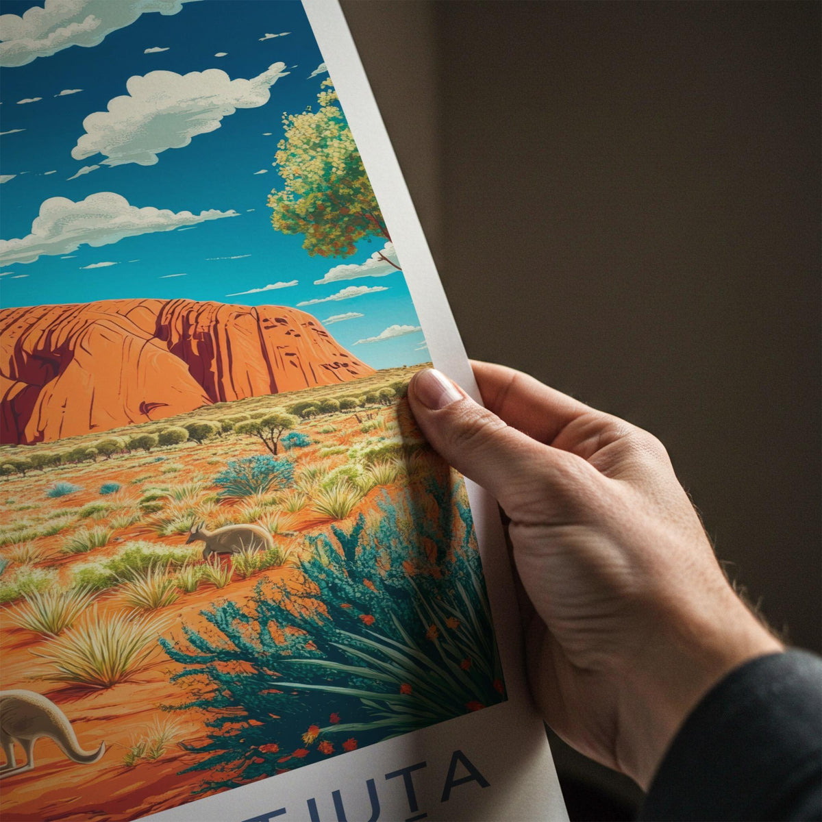 Uluru Kata Tjuta Poster - Australia Wall Art Featuring Red Rock