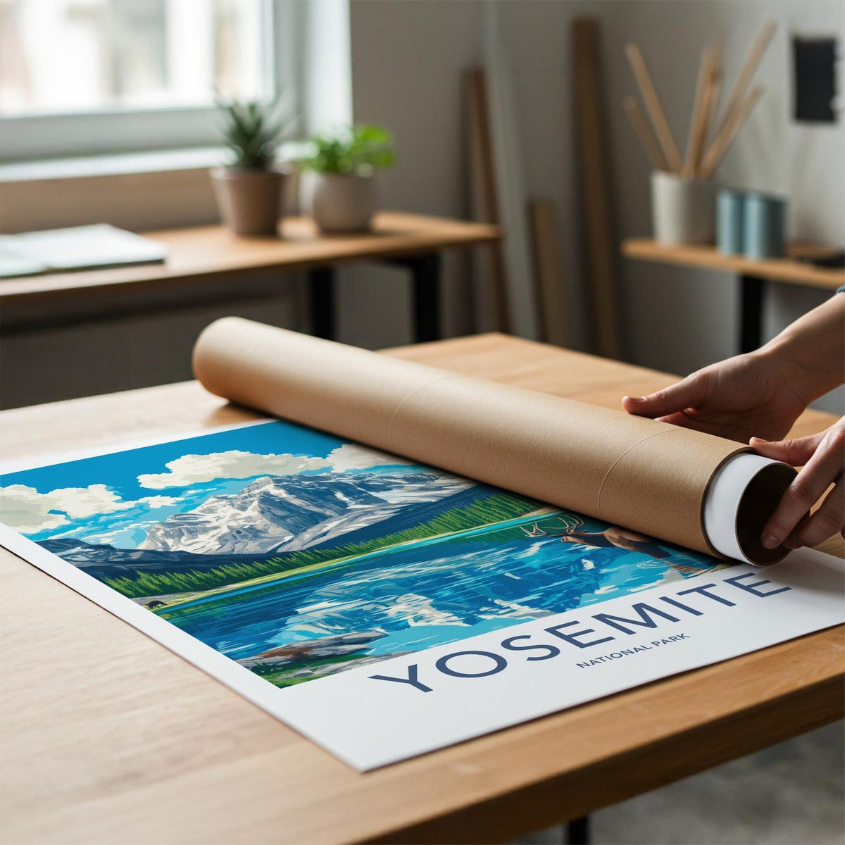 Yosemite National Park Poster - Scenic Mountain Scenery & Wildlife