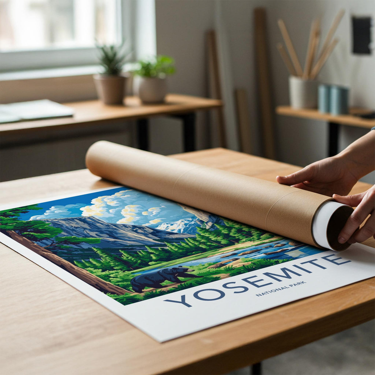 Yosemite National Park Poster - Scenic Forest Wall Art With Mountain