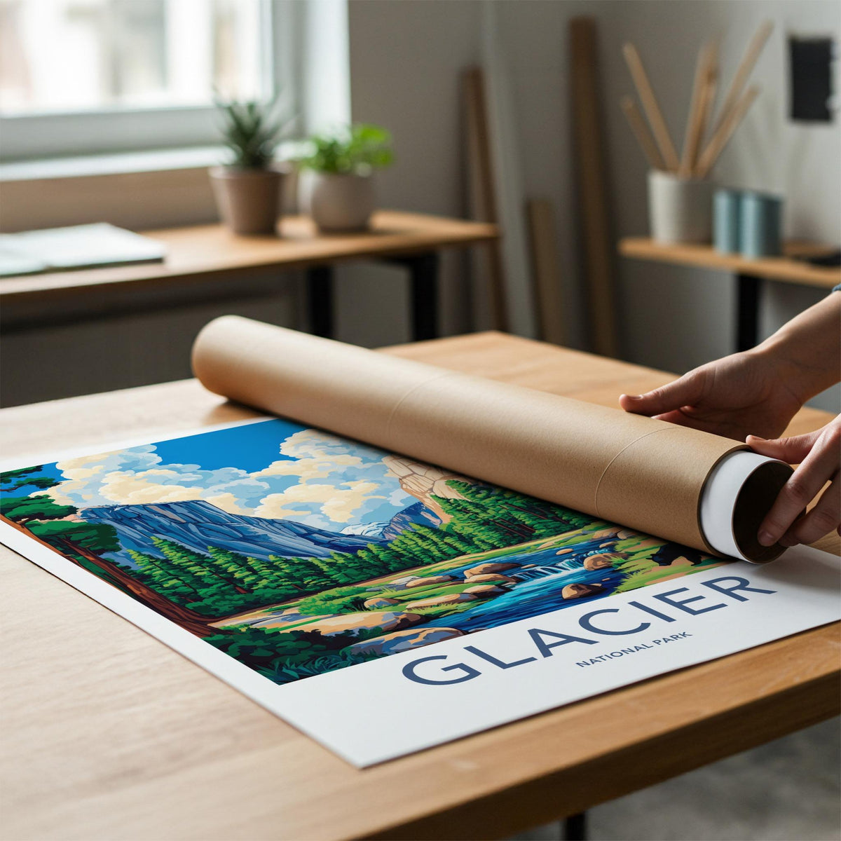 Glacier National Park Poster - Majestic Mountain Wall Art & Wildlife