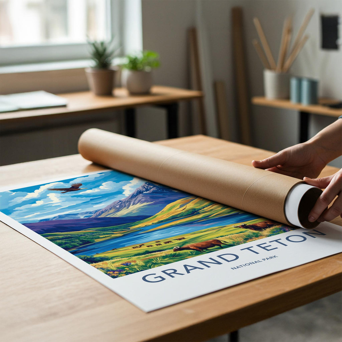 Grand Teton Poster - Scenic Mountain Wall Art With Rustic Home Decor