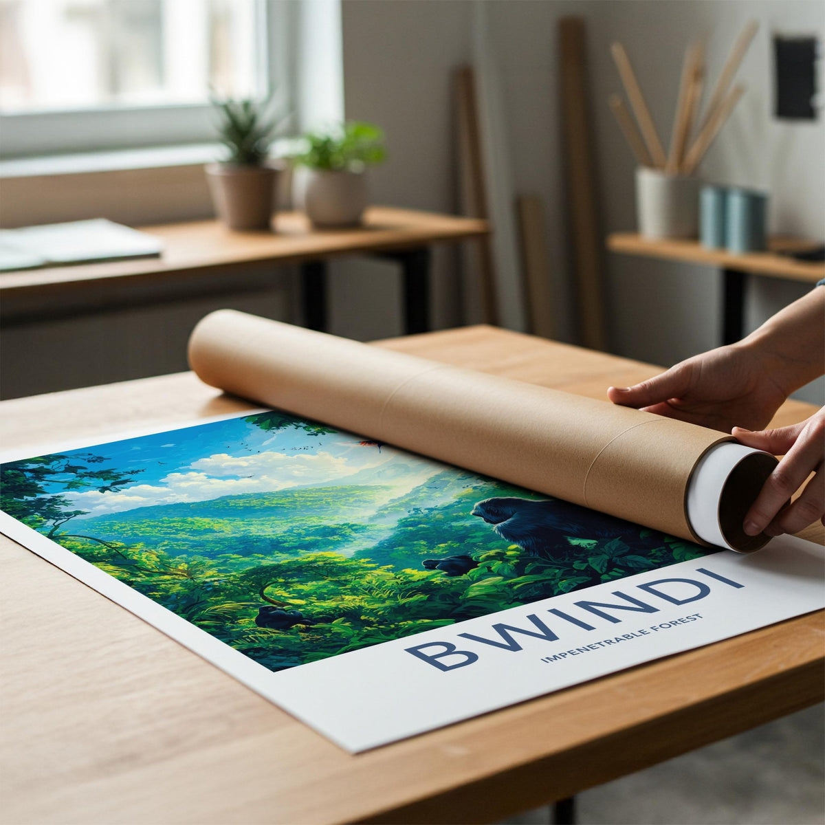 Bwindi National Park Poster - African Travel Art With Gorilla Wall