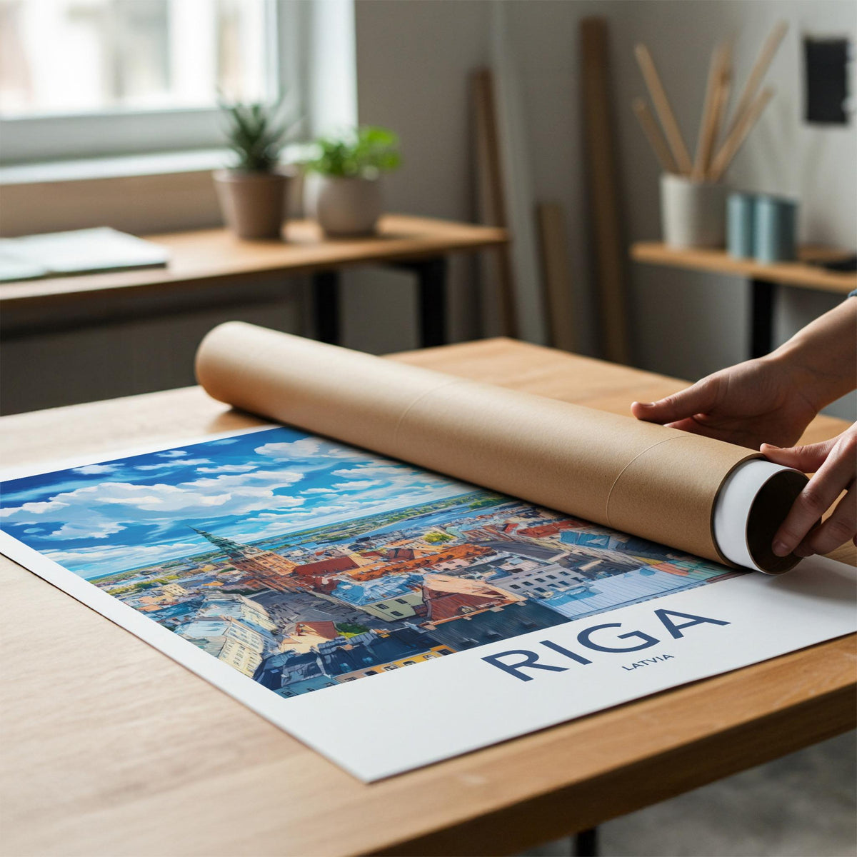 Riga Poster - Latvia Wall Art With Baltic Cityscape Decor & Historic