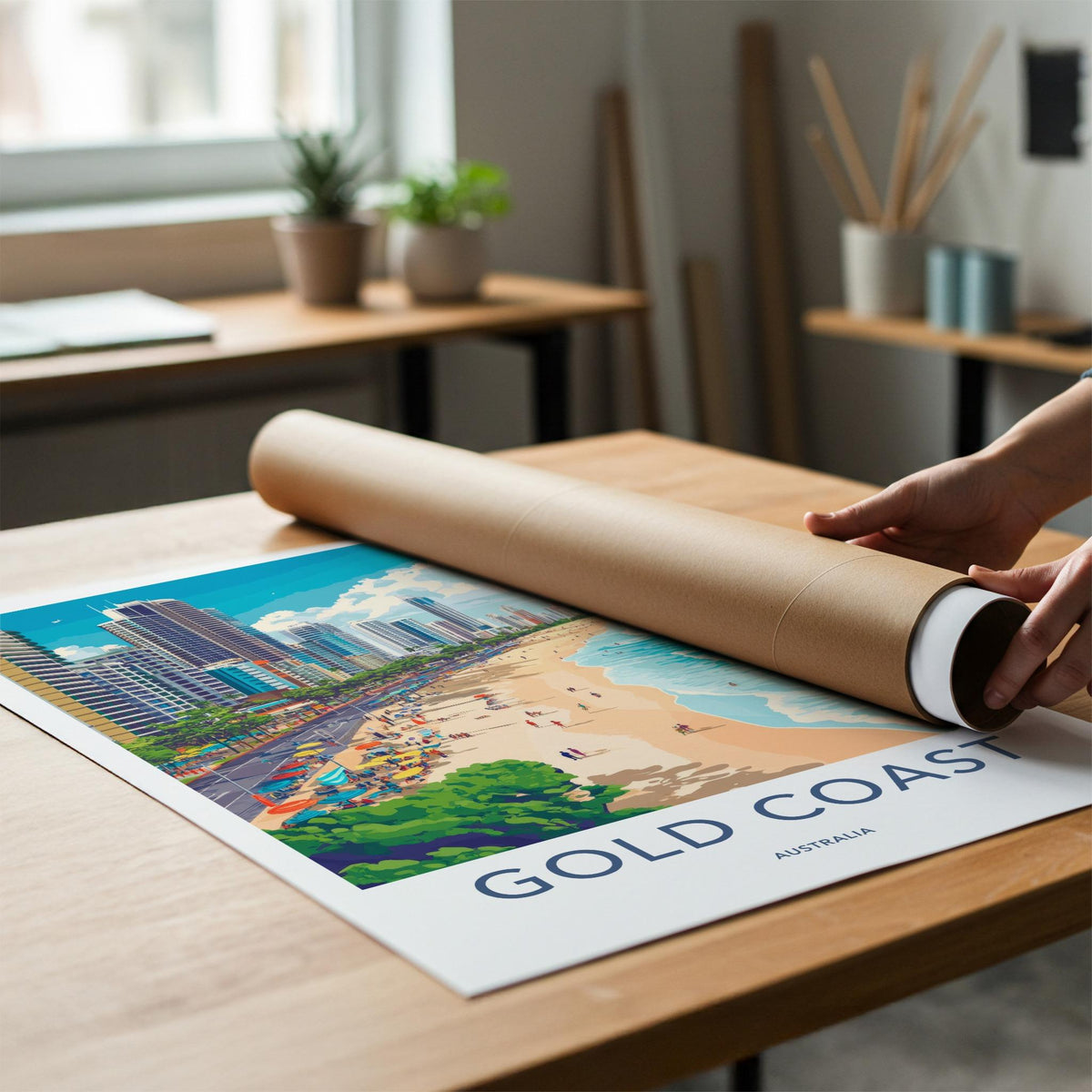 Gold Coast Poster - Vibrant Australia Wall Art With Modern Skyline