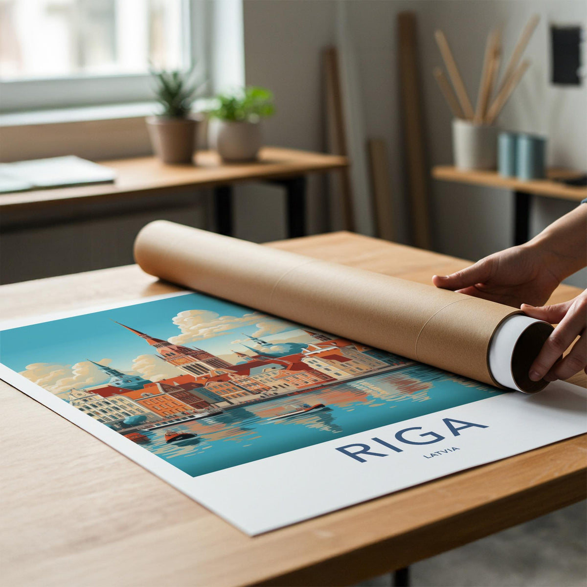 Riga Poster - Latvia Wall Art Featuring Cityscape And Gothic Church