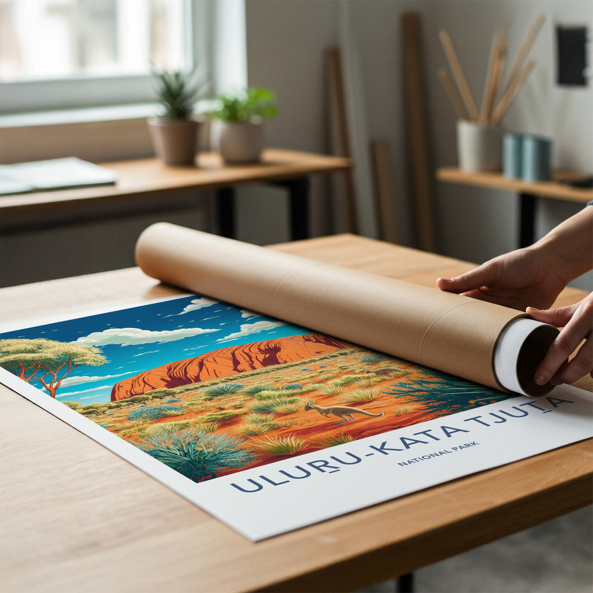 Uluru Kata Tjuta Poster - Australia Wall Art Featuring Red Rock