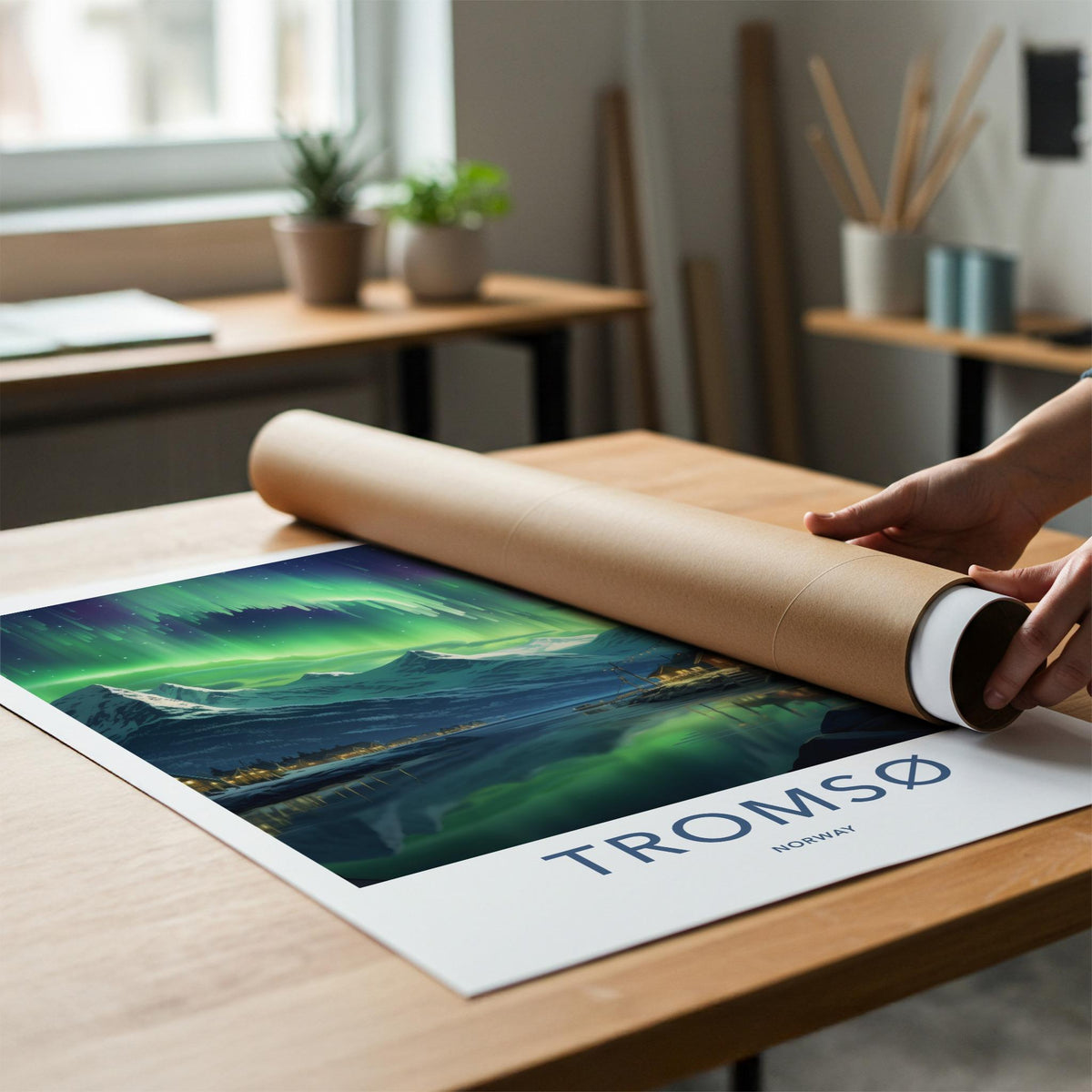 Tromsø Poster - Norway Wall Art Featuring Northern Lights & Serene