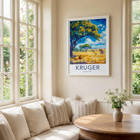 Kruger National Park Poster - Safari Wall Art Featuring Lion