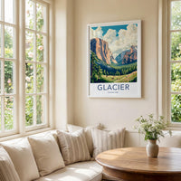 Glacier National Park Poster - Mountain Wall Art With Granite Cliffs
