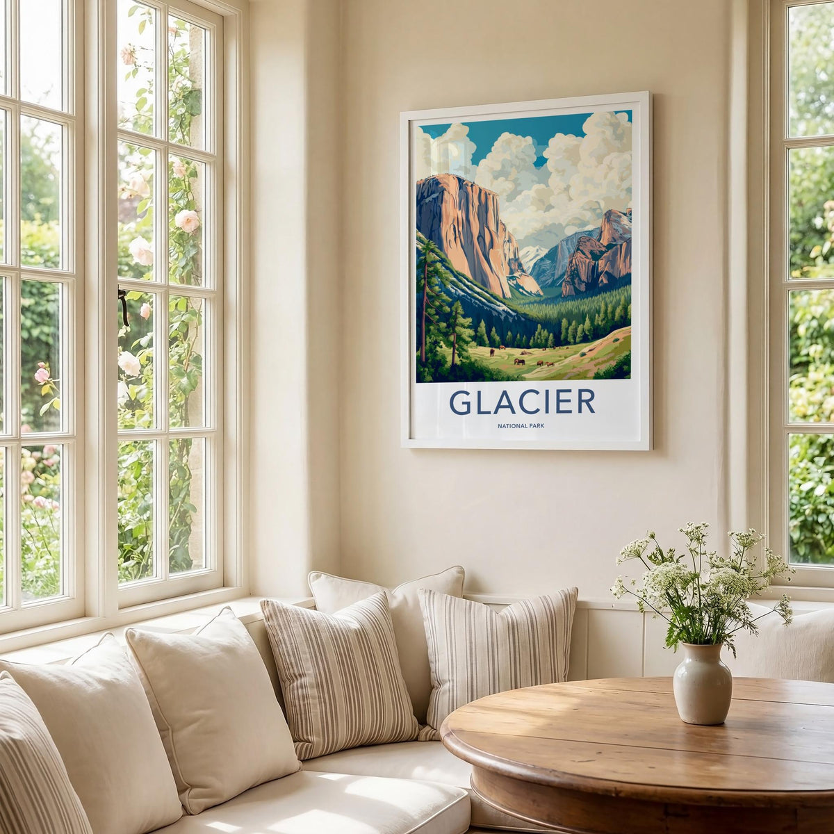 Glacier National Park Poster - Mountain Wall Art With Granite Cliffs