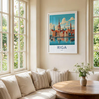 Riga Poster - Latvia Wall Art Featuring Cityscape And Gothic Church