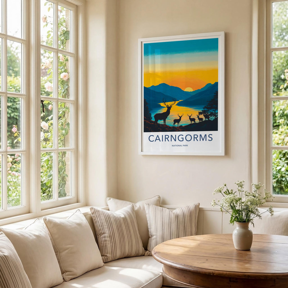 Cairngorms National Park Poster - Scenic Mountain View & Wildlife