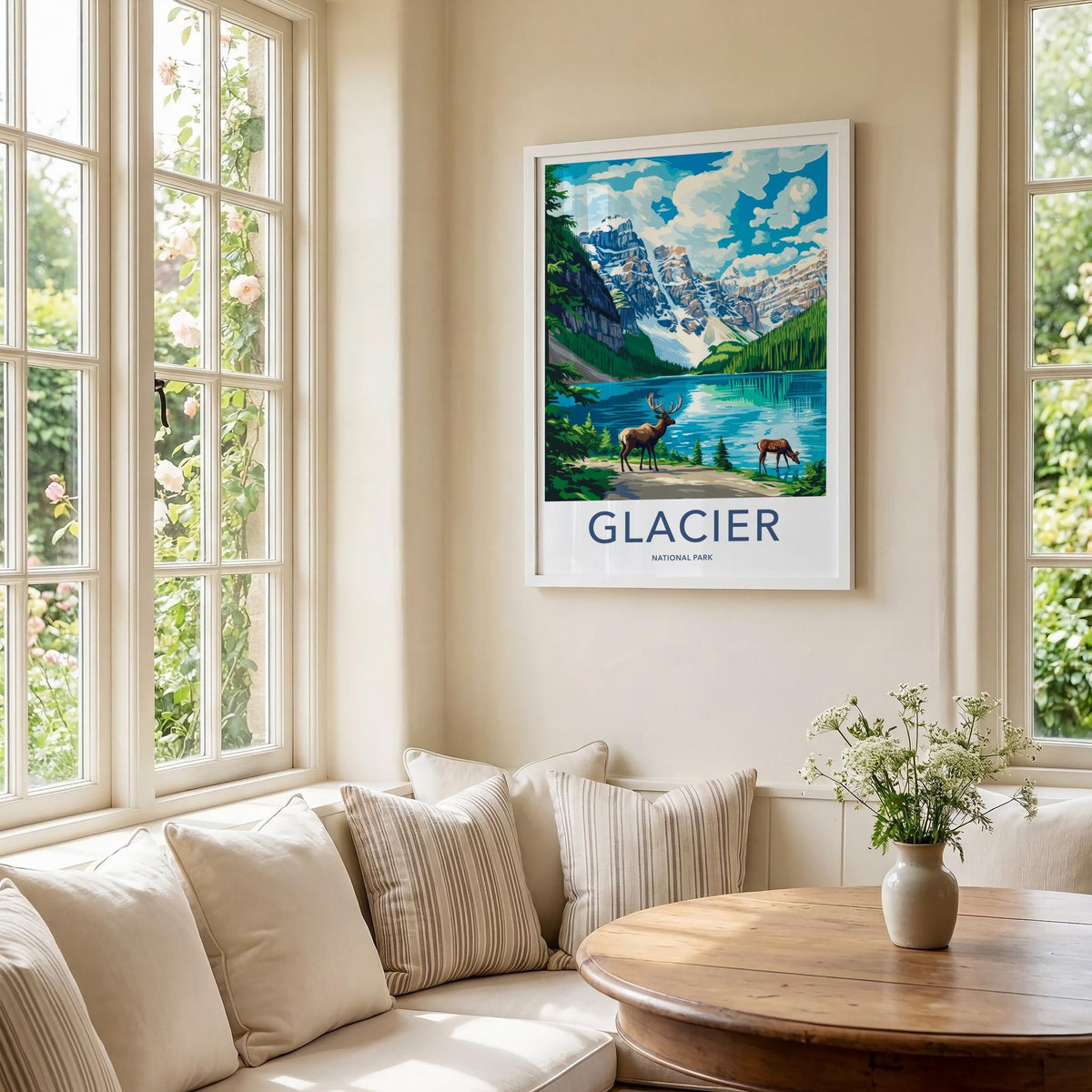 Glacier National Park Poster - Montana Wall Art With Mountain