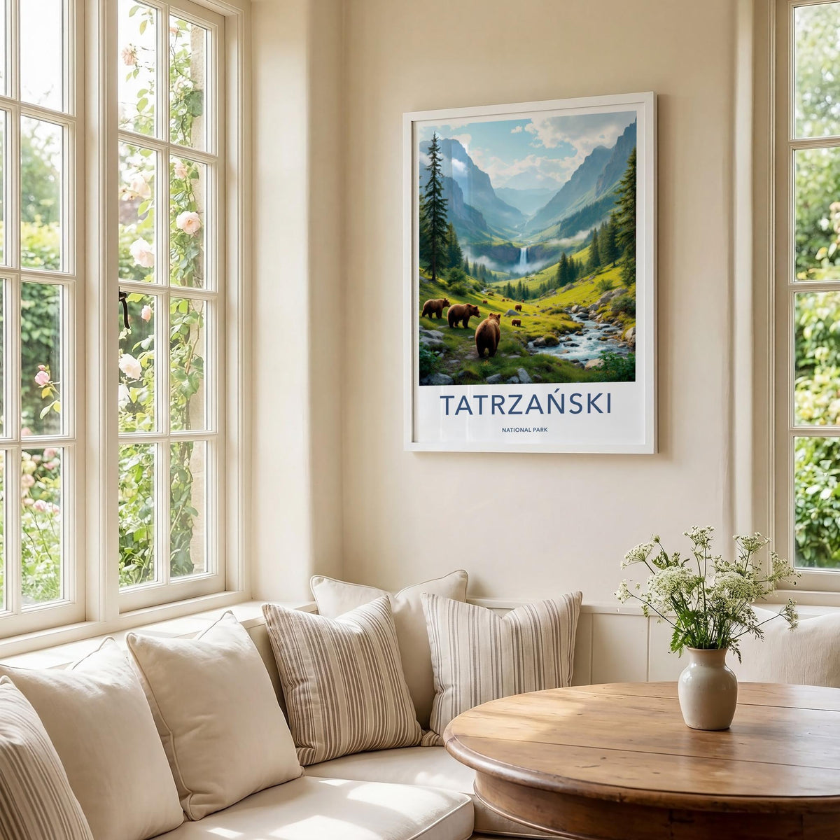 Tatrzański National Park Poster - Scenic Mountain Landscape & Bear
