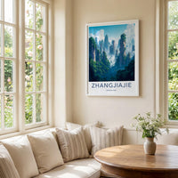 Zhangjiajie Poster - Misty Mountain Wall Art With Sandstone Pillars