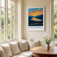 Lake District Poster - England Wall Art With Fox Silhouette & Scenic