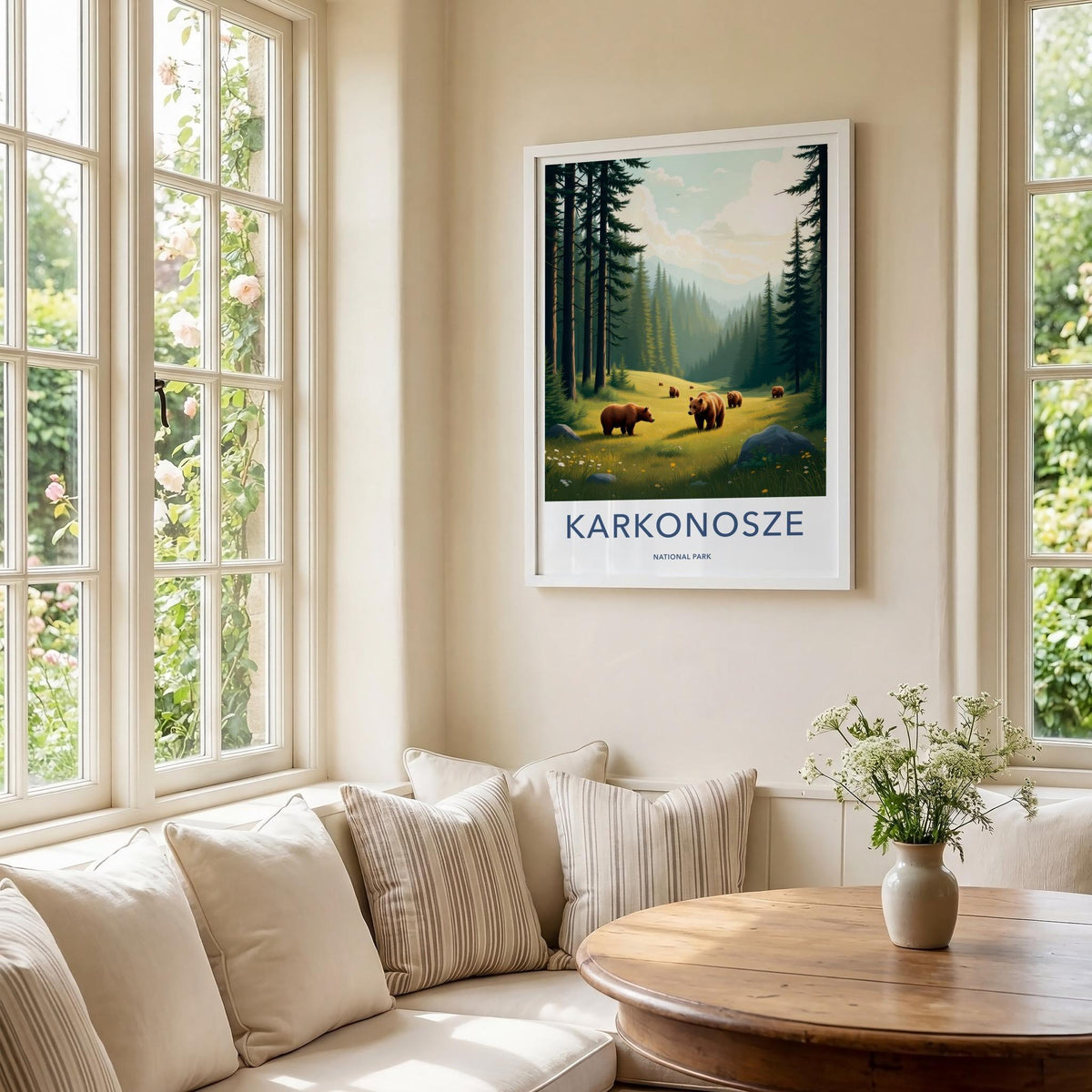 Karkonosze National Park Poster - Brown Bear Artwork & Forest