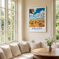 Kruger National Park Poster - Safari Landscape Art With Zebra Herd