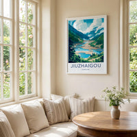 Jiuzhaigou National Park Poster - Turquoise Lake Print & Tibetan
