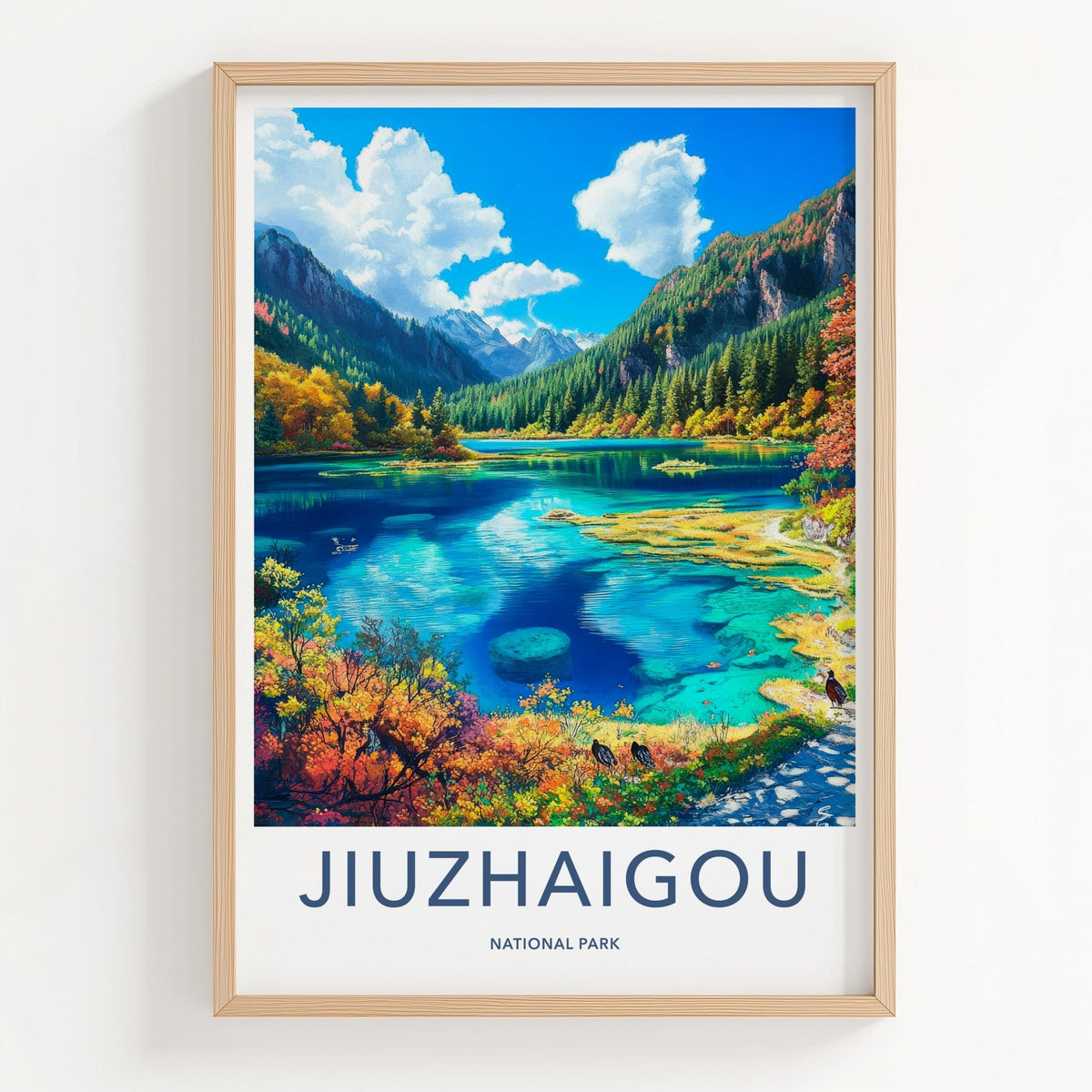 Jiuzhaigou National Park Poster - Sichuan Wall Art With Autumn
