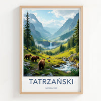 Tatrzański National Park Poster - Scenic Mountain Landscape & Bear