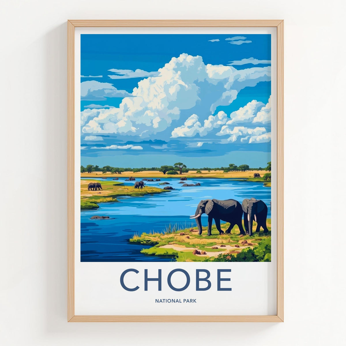 Chobe National Park Poster - Wildlife Wall Art Featuring Elephants