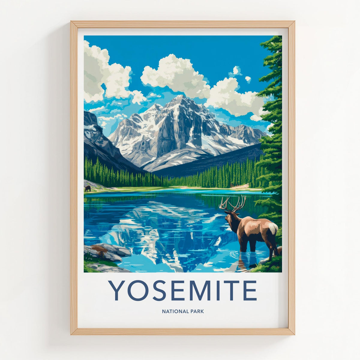 Yosemite National Park Poster - Scenic Mountain Scenery & Wildlife
