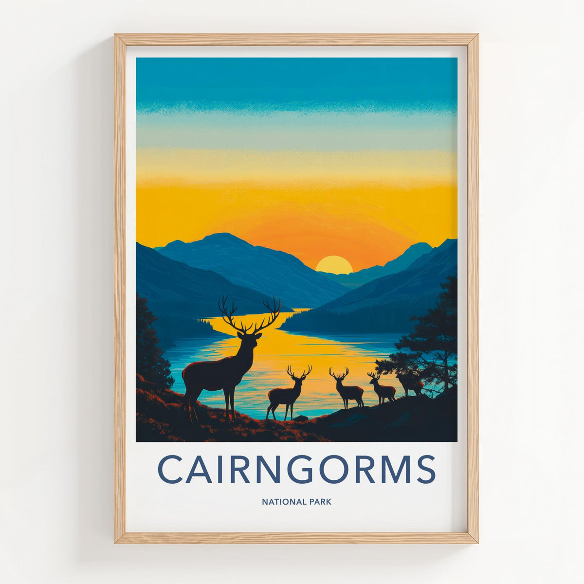 Cairngorms National Park Poster - Scenic Mountain View & Wildlife