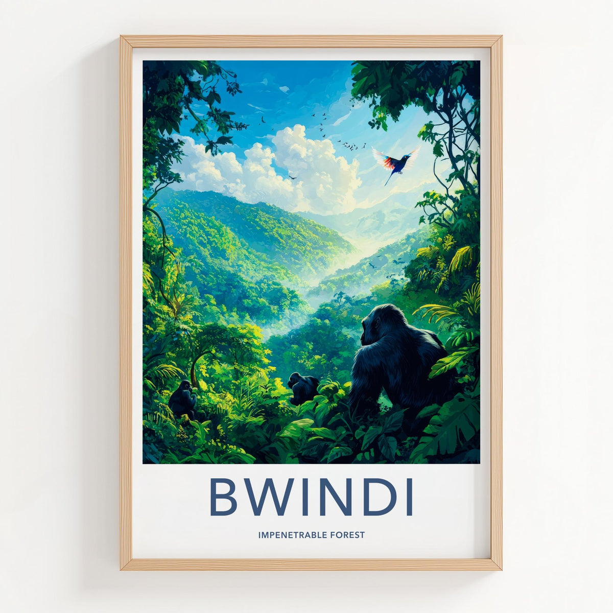 Bwindi National Park Poster - African Travel Art With Gorilla Wall