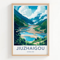 Jiuzhaigou National Park Poster - Turquoise Lake Print & Tibetan