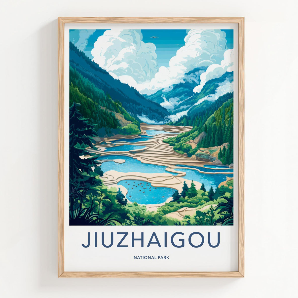 Jiuzhaigou National Park Poster - Turquoise Lake Print & Tibetan