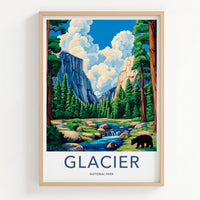Glacier National Park Poster - Majestic Mountain Wall Art & Wildlife