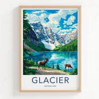 Glacier National Park Poster - Montana Wall Art With Mountain