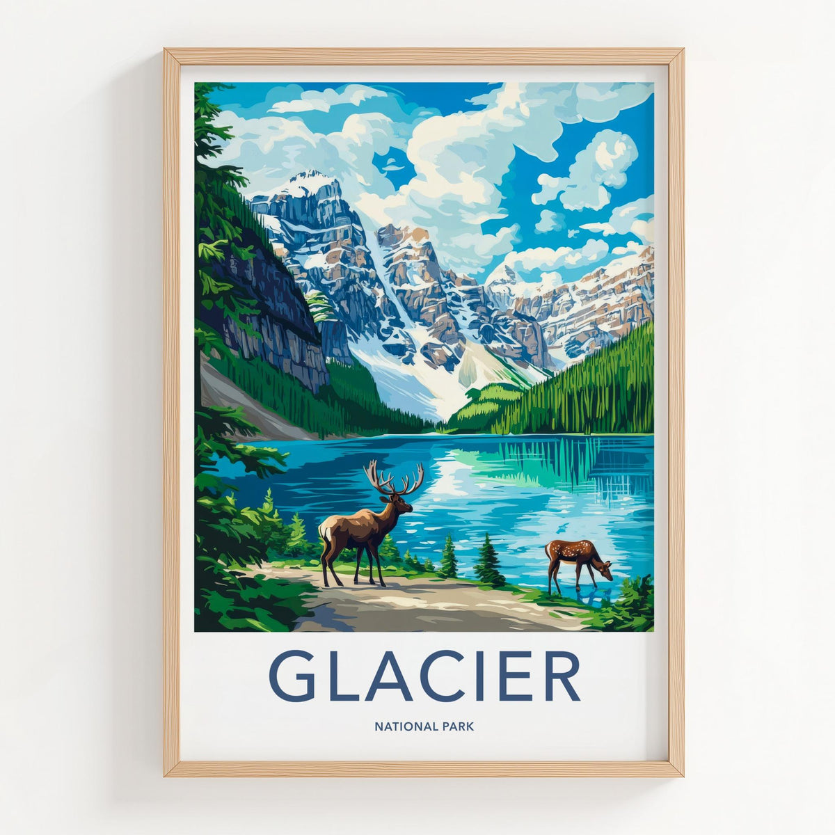 Glacier National Park Poster - Montana Wall Art With Mountain