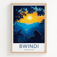 Bwindi National Park Poster - Mountain Gorilla & African Wildlife Art