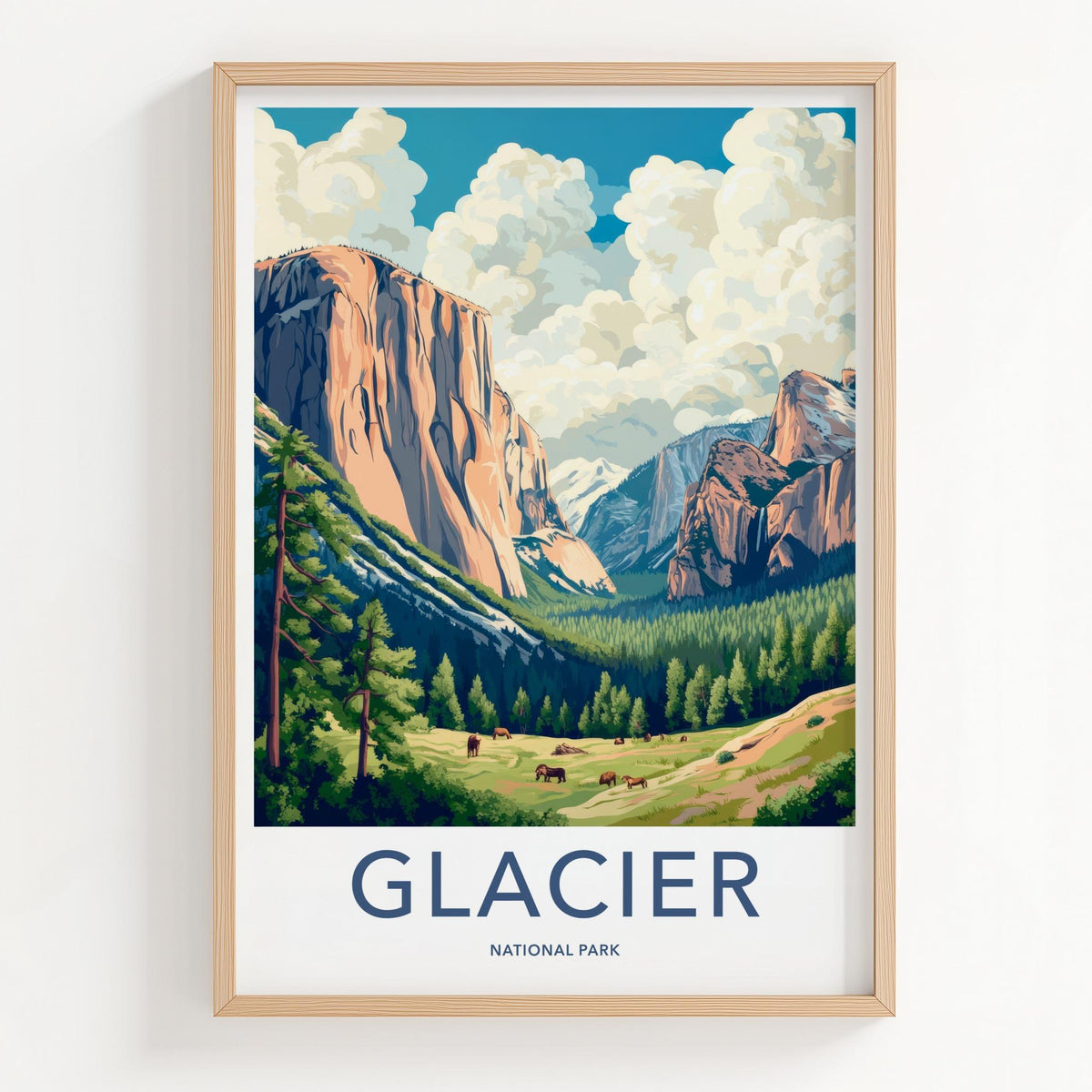 Glacier National Park Poster - Mountain Wall Art With Granite Cliffs