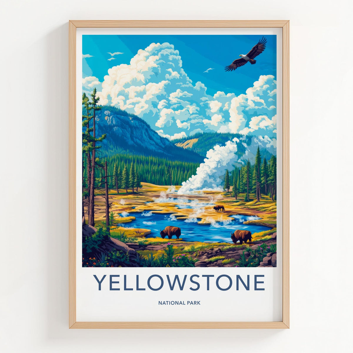 Yellowstone National Park Poster - Scenic Wall Art with Bison