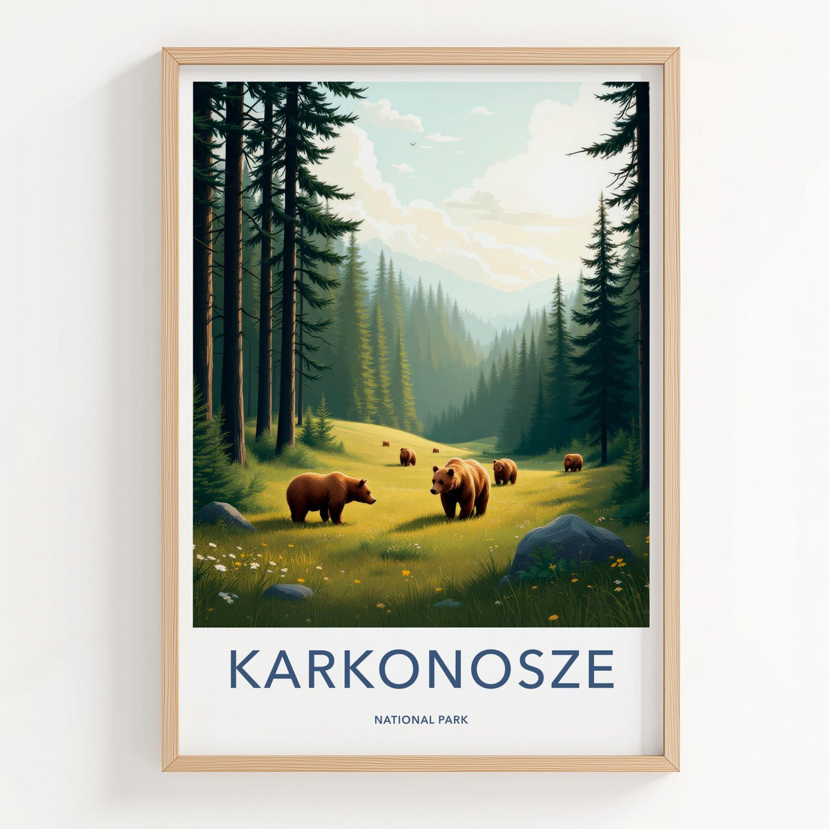 Karkonosze National Park Poster - Brown Bear Artwork & Forest