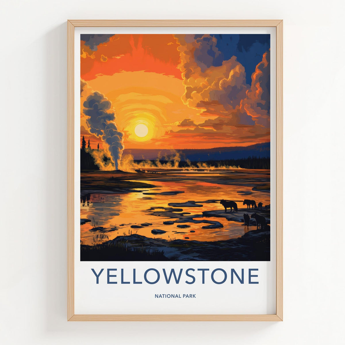 Yellowstone National Park Poster - Serene Landscape & Wildlife Art