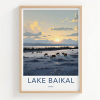 Lake Baikal Poster - Scenic Russia Wall Art With Mountain Sunset